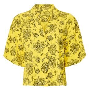 EUC Saunders Floral Yellow Shirt